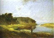 Alexei Savrasov Landscape with River and Angler oil painting reproduction